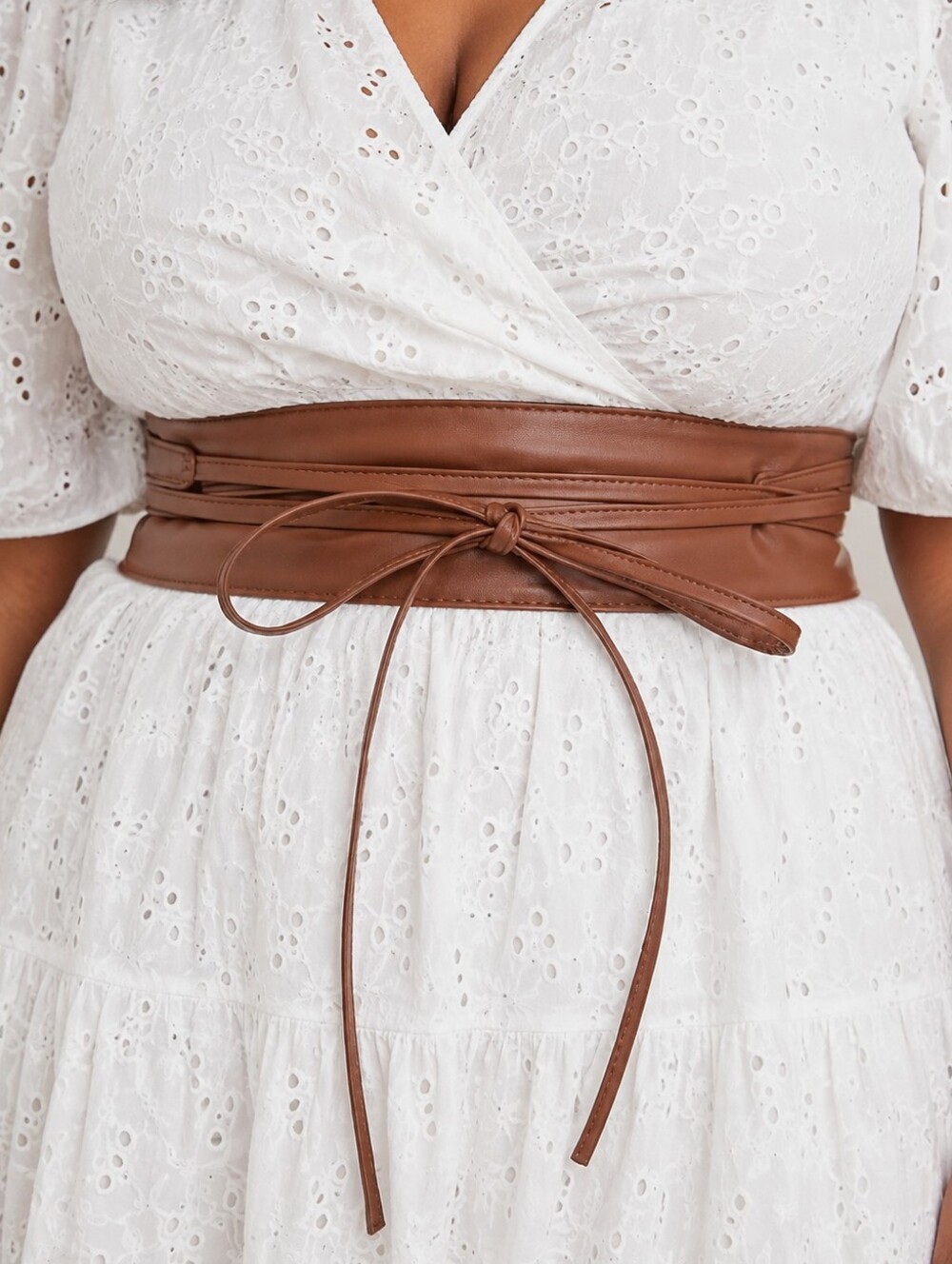 Plus Size Faux Leather Obi Brown Corset Wrap Wide tie Waist Belt boho Western